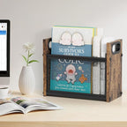 Rustic Magazine Holder, Wood Magazine Rack Floor, Magazine Storage Basket, Mesh Magazine File Holder, Magazine Holders for Shelves，Magazine Stand for Desk, Folder Organizer Bin for Magazines