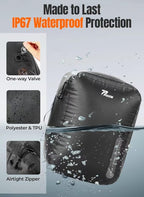 Vacuum Bags for Travel with Wireless Pump, 180° Open Zipper, IP67 Waterproof, Reusable Space Saver Compression Bags for Home Storage, Backpack, Suitcase(3 Pack + Pump)