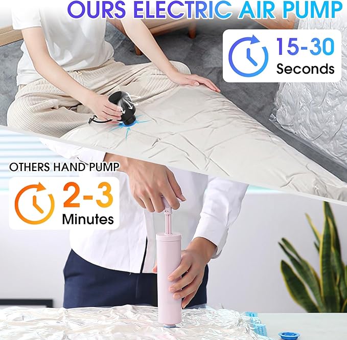Vacuum Storage Bags Electric Air Pump, Dual-Interface Design Compatible With Various Vacuum Seal Bags For Clothing/Quilts/Blankets