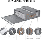 3 Pack Foldable Bed Sheets Set Organizers and Storage(King & Queen Size),Linen Fabric Closet Organizers with Window,Folding Bedding Storage Box for Bedsheets and Pillow Cube Organizer-Gray