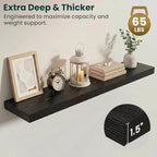 Floating Shelves for Wall 48 in x 9.3 in Deep, Wall Mounted Rustic Wood Shelf with Invisible Brackets for Storage & Display, Living Room Bedroom Bathroom, Black, 2 Pack