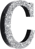 Qunclay 5.7" Silver Crystal Diamond Bling Letters Crushed Diamond Decoration Wooden Glitter Letter with Screw and Hooks Rhinestone Gift for Wedding Y2k Mcbling Bedroom Wall Decor (Letter C)
