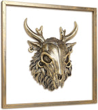 JJALIGHTS Exquisite Resin Animal Head Wall Sculpture (Gift Metal Frame) - Imitation Copper Vintage Decor for Living Room, Bedroom & Office | Decorative Wall Hanging Art (Wendigo)