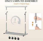 Heavy Duty Clothes Rack Load 630 lbs, Metal Rolling Clothing Rack With Sturdy Wheel And Shelves, Adjustable Portable Hanging Garment Rack For Clothes,Chrome Stainless Steel