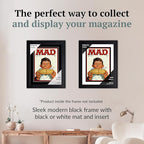 Creative Picture Frames 8 x 11 Magazine Frame with Full-Strength Glass, Holds Up To A 1/4" Thick Media with Installed Hangers for Easy Mounting, 10x12 Black Frame with Black Mat