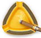 Cigar Ashtray Triangle- Large Rest Outdoor Cigars Ash tray for Patio/Outside/Indoor Ashtray (Yellow)