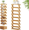 The 9-Tier No-Assembly Bamboo Rack, 3-9 Tiers Bamboo Shoe Rack, Foldable Bamboo Vertical Shoe Organizer, Multifunctional & Space-Saving, For Entryway, Closet, Corner, Bedroom, Hallway (Wood, 9Tiers)