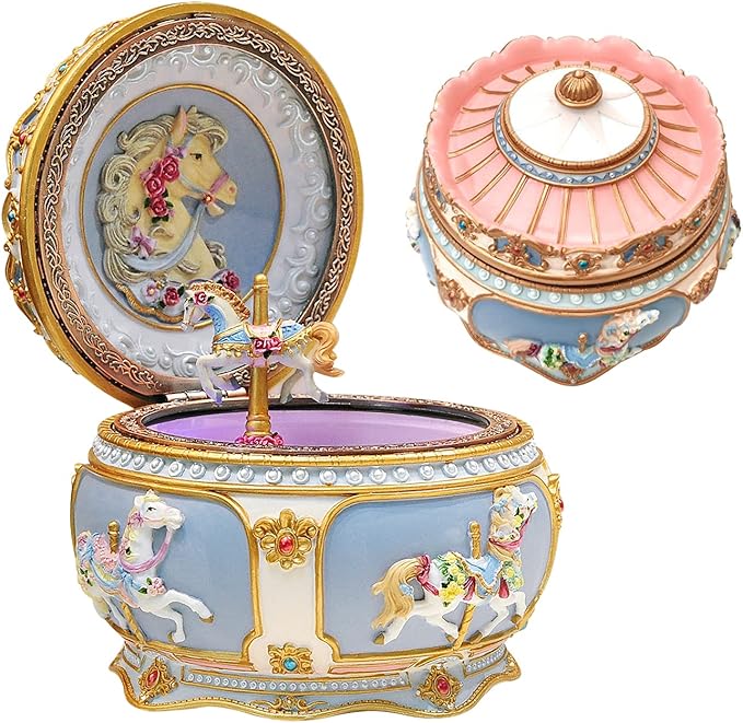 You are My Sunshine Music Box Carousel Horses Unicorn Musical Box with Sankyo 18-Note Wind Up for Kids Girls Christmas Birthday Gifts