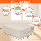 WOWBOX Sheet Organizers and Storage,Closet Bed Sheet Organizer Under Bed Storage and Organization with Label Cards & Clear Window for Bedding Sheets,Duvet Covers,Blankets (6 Pack，Beige)