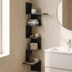 Furinno Rossi Wall Mounted Shelves, 5-Tier Rectangle, French Oak Grey/Black