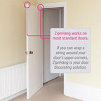 Zip 'n Hang Wreath Hanger for Front Door – Damage Free Adjustable Door Wreath Hanger for Glass, Screen & Standard Doors, Christmas Wreath & Decor Hook (White - 3 Pack)