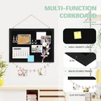 DOLLAR BOSS Black Cork Board with Linen Double-Sided 16''X 12'', Black Cork Boards for Walls, Wood Frame Bulletin Board Hanging Pin Board, Cork Board for Office Home School 1-Pack