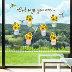 Outus 28 Pcs Sunflower Bulletin Board Set Spring Religious Bulletin Board Decorations Inspired Christian Flower Cutouts Hummingbird God Says You are Wall Art for School Classroom Teacher Kids