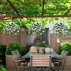 Homsunny Artificial Fake Flowers Plants with Hanging Baskets for Outdoor,4pcs Faux Silk Bougainvillea Silk Vine Flowers for Outdoor/Indoor Artificial Plant for Patio Lawn Garden Decor(White)