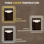 LOAAO 27.6"x35.4" LED Mirror for Bathroom, Lighted Bathroom Mirror with Lights, Anti-Fog, Dimmable, Memory Function, Clear Reflection