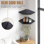 Fun Memories Corner Shelf Wall Mount, Floating Corner Shelves, Set of 2 Corner Wall Shelf Organizer, Rustic Wood Wall Storage Display Shelves for Living Room Bedroom Bathroom Kitchen, Classic Black