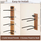 Hat Holder Rustic Wood Star Design – 2-Piece Organizer with Extra Wide Wooden Boards (12cm / 4.72"), 4-Hook Cowboy Hat Rack for Wall, Western Decor, Hat Storage Display Hanger