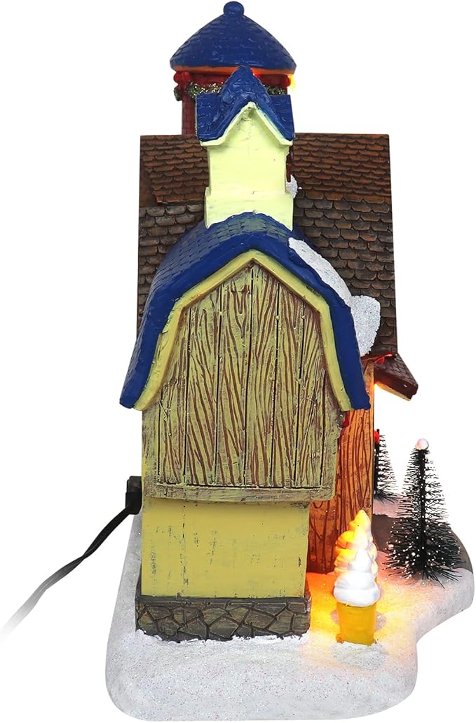 Christmas Village Creamery - Lighted Musical Snow Village Collectible Building Houses - Perfect Addition to Your Christmas Indoor Decorations & Holiday Displays - Made of Resin
