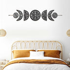 BBTO Boho Wall Decoration Moon Phases Wall Art Stars Moon Minimalist Room Decoration Wooden Gothic Witchy Pediments Hanging Sign
