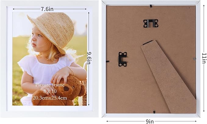 Lyeasw White 8x10 Picture Frame Set of 15, Display Pictures 8x10 with Mat or 9x11 without Mat, Multi Photo Frames for Wall Mounting or Tabletop Display