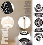 CREATCABIN 7Pcs Spider Web Moon Phase Wall Hanging Halloween Moon Cycle Bohemian Wall Decor Moon Wooden Ornaments Hang Vertical Decorative Gifts for Home Farmhouse Gallery Apartment Bar 37.1x6.3in