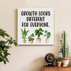 Motivational Wall Art Classroom Decor, Inspirational Mental Health Posters for Therapy Counseling Office, Growth Looks Different for Everyone Canvas Painting Artwork (8 X 8 Inches, Framed)