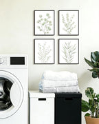 Drsoum Botanical Plant Framed Wall Art Boho Wall Decor for Bathroom Sage Green Eucalyptus Leaf Prints Minimalist Aesthetic Ready to Hang Set of 4, 8x10 in (Black Framed)