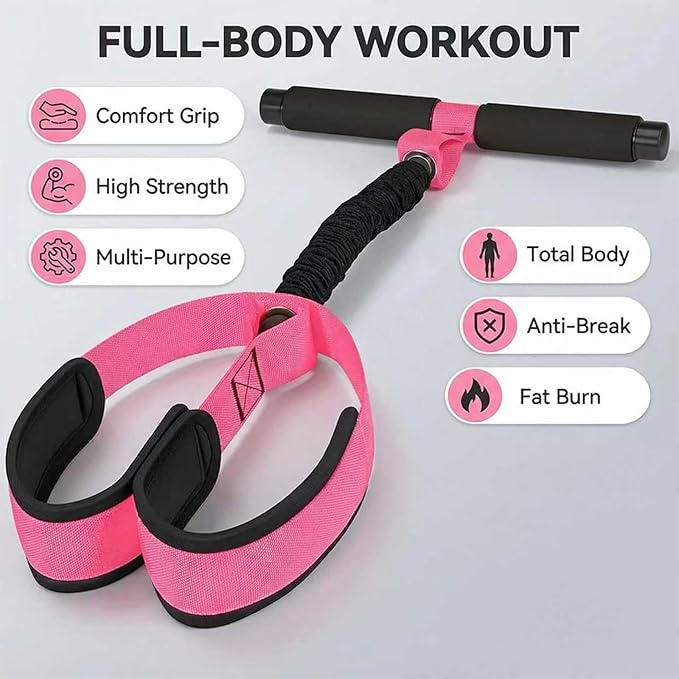 Pedal Resistance Band with Handles, Fabric Non-Slip Foot Pedals for Stable Home Workout, Low-Impact Full Body Exercise Band for Women, Stretching, Strength Training & Daily Mobility