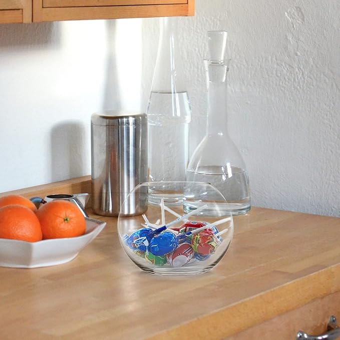 CYS EXCEL Glass Bubble Vase (H-4.5" W-5.5", Approx. 1/4 Gal.) Small Fish Bowl Round Terrarium Vase Globe Flower Centerpiece for Weddings Events Arrangements