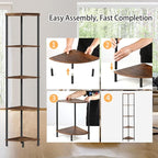 SUNMORY 5 Tier Corner Shelf Stand,Industrial 65" Corner Shelves Display Shelf for Living Room Decor,Wall Corner Bookshelf Multi Unit Organizer,Tall Shelf Plant Stand for Bedroom,Bathroom,Small Space