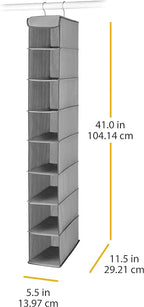 Whitmor Hanging Shoe Shelves - 8 Section - Closet Organizer - Grey