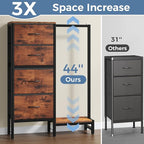 OLIXIS 4 in 1 Storage with Hanging Rack, Clothes Rack Shoes Rack, Bag Hook, Tall Storage Tower, Sturdy Frame for Bedroom Entryway Living Room Brown