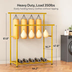 MISSLO Double Rods Garment Rack Heavy Duty Clothing Rack for Hanging Clothes Portable Clothes Organizer for Bedroom, Living Room, Clothing Store (Gold)