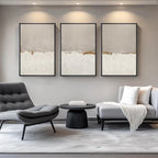Large Framed Neutral Abstract Wall Art for Living Room, 3 Piece Modern Canvas Prints Paintings Artwork for Walls, Minimalist Beige Abstract Horizon Pictures for Hallway, Office Wall Decor 24x36 In