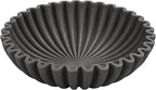 YMXYJM Large Decorative Bowl, Modern Handicraft Bowls for Home Decor, Decorative Fruit Bowl for Kitchen, Ruffle Bowl Decor, Stylish Key bowl for Entry Table, Artificial Stone Black