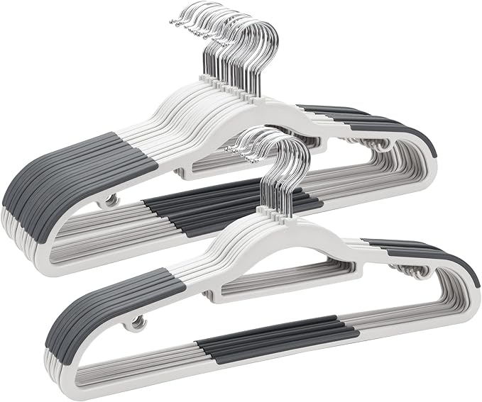 ELONG HOME Plastic Hangers - 30 Pack, Non Slip Slim Coat Hangers, Heavy Duty Thin Plastic, 17.1" for Women/Men Clothes