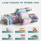 5PACK Clear Zippered Storage Bag for Clothes, 22L Clear Storage Bags, and Blanket Storage Bags for Bedding, Blankets, Comforters, Clothing, Books, DVD & CD (White)