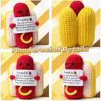 Hot Dog Crochet Gifts Cute,Funny Gag Birthday Gifts Men Women Emotional Positive Coffee Potato Hotdog Gift Plush Toy for Mom dad Christmas Friend Coworker Sister