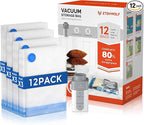 ETENWOLF 12 Pack Vacuum Storage Bags with Rechargeable Wireless Pump, Vacuum Seal Bags for Clothes and Travel, Space Saver Bags in Multiple Carry-On Sizes, Perfect for Luggage and Suitcases