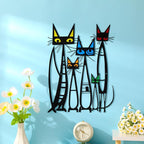 Wesiti Cat Wall Art Decor Iron Wall Sculptures Decor for Cats Lover 10.6 x 15.7 Inches Colorful Mid Century Cat Retro Signs for Home Living Room Bedroom Kitchen Office(Fashion)