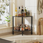 Creso hom Corner Shelf Stand, 2 Tier Industrial Corner Bookshelf, Multipurpose Standing Corner Display Shelf Countertop Organizer for Living Room Kitchen Bedroom Office, Black