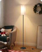 Set of 2 Floor Lamps for Living Room, Modern Tall Standing Lamps with Foot Switches, Bulb Not Included, 64.6'', for Living Room, Bedroom, Kids Room, ETL Listed, Beige and Black E07LDP205W1