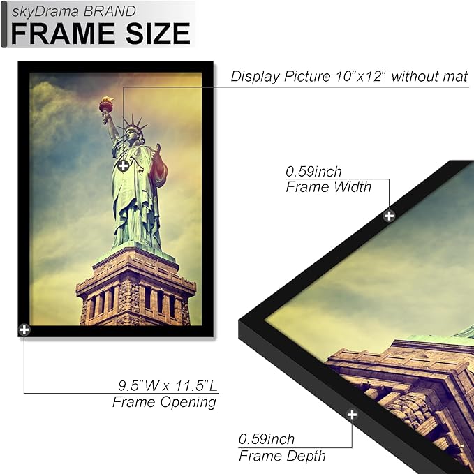 100% Solid Wood 10x12 Picture Frame Set of 2, Black Frame for 10 x 12 Inch Picture Poster Photo, Light Weight 10 by 12 HQ Matte Black Frame for Wall - 2 Pack/Black/10 x12