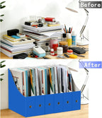 Limitliho 12 Pack Blue Cardboard Magazine Holder for Desk, Book Bins for Classroom Library,Office,Home, 10.6" H x 10.2" L x 3.5" W in Magazine File Holder