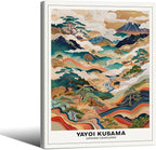 Vintage Yayoi Kusama Grasslands Posters Japanese Wall Art Yayoi Kusama Abstract Landscape Canvas Print for Stylish Room Bedroom Living Room Gallery Decor 8x10in Framed