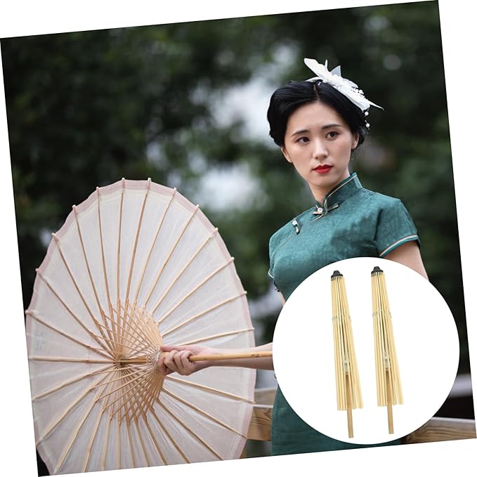 Hemobllo 2Pcs Oiled Paper Umbrella Frames Classical Parasol Skeleton Kits for DIY Home Decoration Wedding Stage Props Photo Shoot Holiday