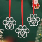 Set of 3 Christmas Hanging Ornaments - Silver Pawprint Christmas Ornaments Tree Decor for Xmas Tree Gift Decorative Hanging Ornaments Hanging Pendants (3, Silver Pawprint)