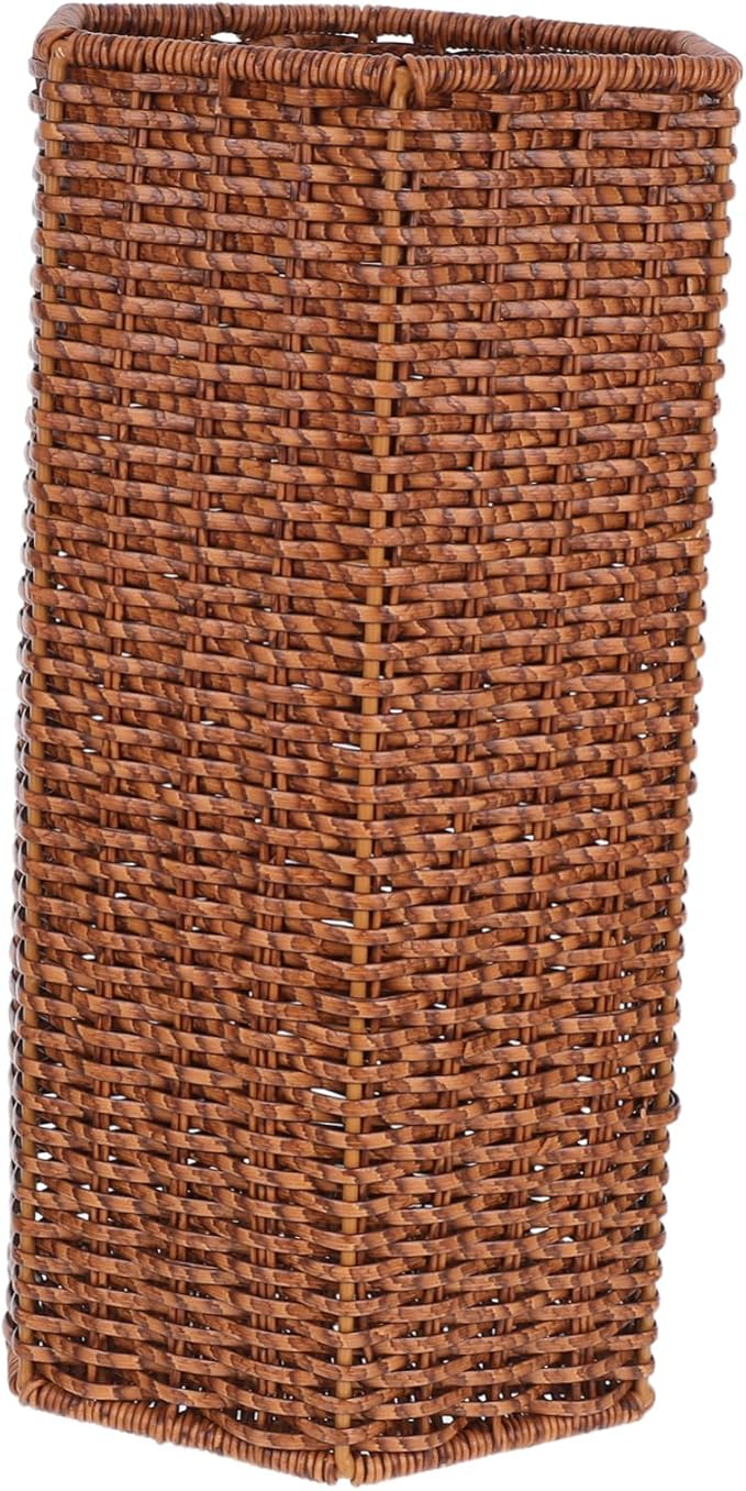 VOSAREA Indoor Umbrella Stand with Rattan Weave Design Plastic Holder for Entryway Cafes Hotels Efficient Umbrella Storage Organizer for Canes and Walking Sticks