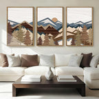 BINCUE Large Mountain Wall Art Vintage Mountains Wall Decor Framed Landscape Artwork Rustic Mountain Art Prints Farmhouse Landscape Wall Pictures for Living Room Bedroom Office Farmhouse 16x24 Inch Set of 3