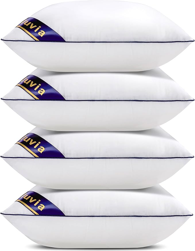 Siluvia Decorative 18x18 Pillow Inserts Set of 4 - Square Throw 18 Pillows with 100% Cotton Cover for Sofa, Couch, and Bed - White